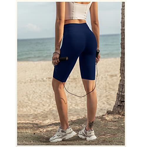Image of MOREFEEL 3 Pack 8 inch High Waisted Biker Shorts for Women, Casual Summer Knee Length Tummy Control Running Athletic Yoga Shorts