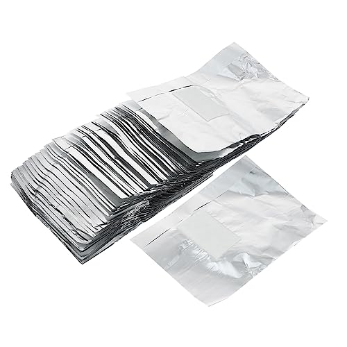 IWOWHERO 200 Piezas Bloque de algodón de algodón de eliminación de armadura lámina removedora de remojo remoje las envolturas de uñas de papel de aluminio envolturas de papel de uñas Plata