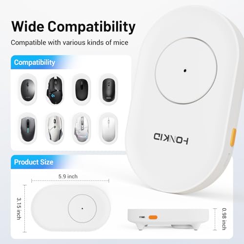 Image of HONKID Undetectable Mouse Mover Jiggler with ON /Off Switch and USB Port Drive-Free,Simulate Physical Automatically Mouse Movement,Prevent Computer Laptop Inactive /Lockdown (White)