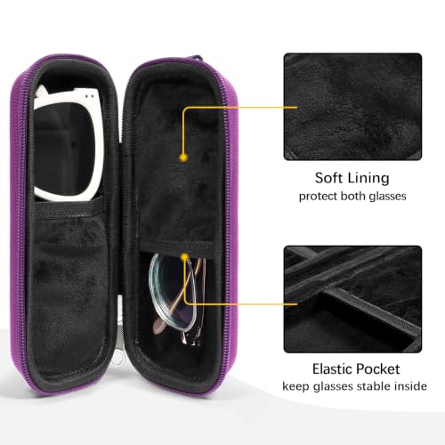 Image of Double Eyeglasses Case Hard Shell Dual Sunglasses Organizer with Zipper Closure Travel Eyewear Storage for Vehicle
