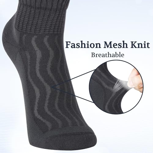 Image of +MD Bamboo Viscose Ankle Diabetic Socks for Men & Women, 6 Pairs, Soft Cushioned, Non-Binding Loose Top, Extra Wide