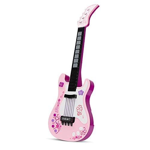 aPerfectLife Kids Electric Toy Guitar with Vibrant Sounds No String Musical Instruments Educational Toy for Beginner Boys Girls Toddlers (Pink)