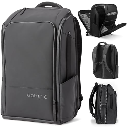 Gomatic Travel Pack - Carry On Travel Backpack - Expandable 20-30L Business Travel Bag for 1-3 Nights Away - Black Waterproof, Cabin Backpack/Mens Large Travel Rucksack, 22+ Pockets for Organising Gomatic Travel Pack - Carry On Travel Backpack - Expandable 20-30L Business Travel Bag for 1-3 Nights Away - Black Waterproof, Cabin Backpack/Mens Large Travel Rucksack, 22+ Pockets for Organising