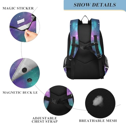 Backpack for School Boys Girls, Galaxy Colorful Girls Backpack Elementary School, 17 Inch, Age 6-123