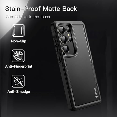 Image of KARWAN Shockproof Back Case Cover Compatible with Samsung Galaxy S24 Ultra, Heavy Duty Case with 360 Degree Camera Protection, Dual Layer Rugged Bumper Protection Cover with Matte Finish (Black)
