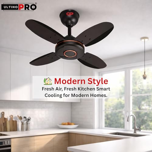 Image of High-Speed Ceiling Fan 24inch (600mm) 2 YEAR WARRANTY 4 Blade Anti-Dust Ceiling Fan Suitable for Kitchen, Veranda, Balcony, Small Room, office. (SMOKE BROWN /SH24)