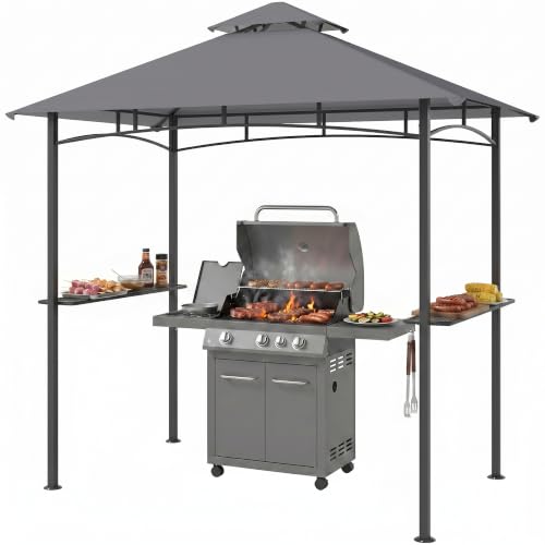 Outsunny Grillpavillon mit Ablagen, flammhemmendem Doppeldach...
