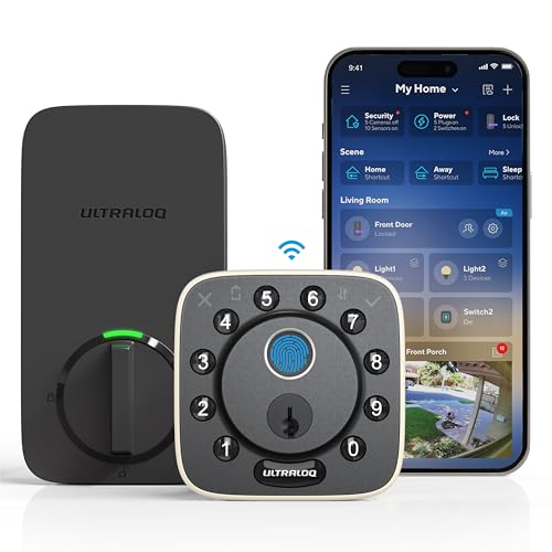 ULTRALOQ 2025 Upgrade Bolt Fingerprint Smart Lock,Biometric Deadbolt with Built in WiFi,Keyless Entry Door Lock for Front Door,App Remote Control,10 Months Battery,IP65 Waterproof,BHMA Grade