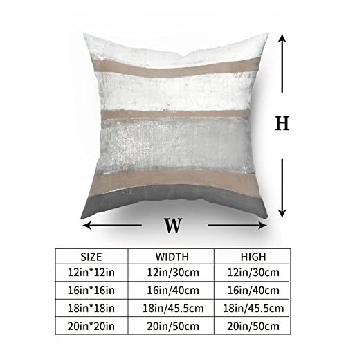 Grey Brown Pillow Covers 20X20 Set Of 2 Light Brown Gray Modern Abstract Art Striped Decorative Throw Pillows Farmhouse Pillowcase Cotton Square Cushion Cover For Home Couch Bed #TOP5