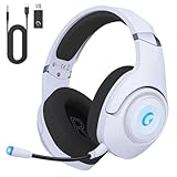 Wireless Gaming Headset for PS5, 2.4GHz Gaming Headphones Wireless with Noise Canceling Microphone for PC, PS4, Fortnite & Call of Duty/FPS Gamers, 40Hr Battery Gamer Headset for PC, Frosty White