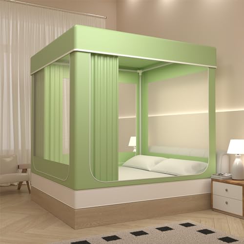 Tienda de campaña Dream para niños y adultos, toldo portátil de tamaño individual con 3 puertas para privacidad y comodidad, 80% de tela transpirable, toldo verde para dormir mejor