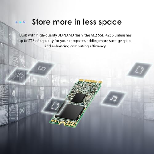 Image of Transcend 1TB M.2 SSD 425S SATA III 6Gb /s M.2 2242 42mm SSD SLC caching and LDPC ECC Mechanism Read /Write Speed up to 550 /500 MB /s - TS1TMTS425S