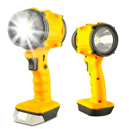 LED Work Light Compatible with DEWALT, 3400Lumens Portable Dual Head Handheld Spotlight with 600 Yard Distance 64W LED Lighting for Dewalt 18V 20V Battery for Outdoor, Battery Not Included