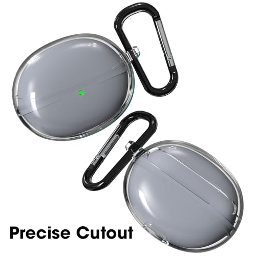 Image of Sounce Earphone Case Cover Compatible for Oppo Enco Air 2 Pro, Soft Silicone Skin Case Cover Shock-Absorbing Protective Case with Keychain [Front LED Visible] (Transparent)