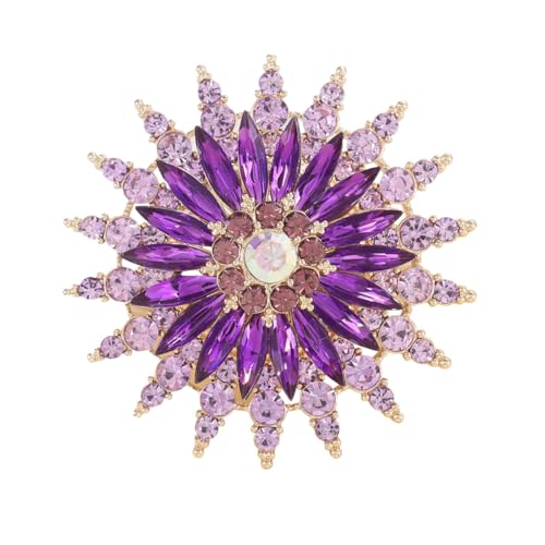 Image of Rhinestone Flower Brooch Pin for Women Red Black Purple Flower Broochs Pin Hat Christmas Brooch Jewelry