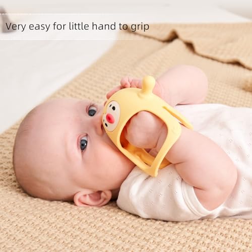 Image of Penguin Buddy Never Drop Silicone Baby Teething Toy for 0-6month Infants, Baby Chew Toys for Teething Pain Relief, Hand Teether for 3-6Months,Gum Massager for Babies (Yellow)