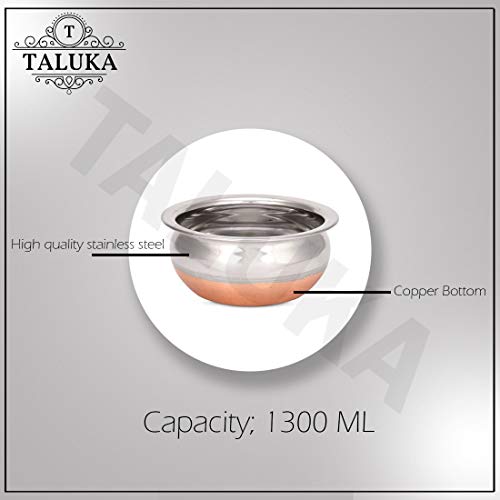 Taluka Stainless Steel Copper Bottom Handi Pot Bowl 6 Piece Set Use For Cooking Vegetable Storage Bowl Serveware #TOP4