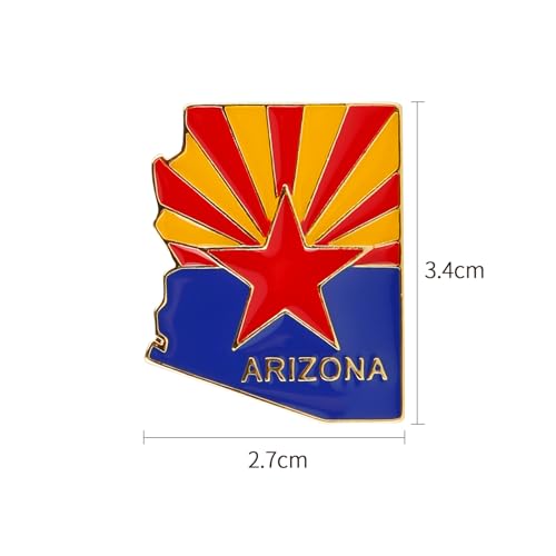 Image of State Shaped Map Lapel Metal Pin Enamel Brooch Keepsake Beautifully Designed for Backpack Hat