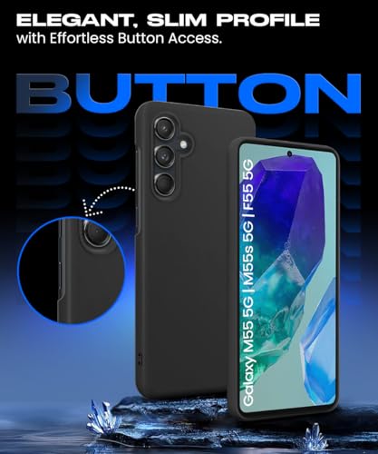 Image of WOW IMAGINE Slim Frameless Back Cover for Samsung Galaxy M55 5G | Galaxy F55 5G | Ultra Thin Lightweight Design & Camera Protection | Soft Matte Silicone Flexible Mobile Case (Black)