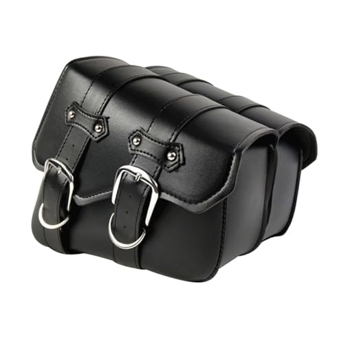 Bolsa colgante para motocicleta de cuero PU, bolso de triángulo lateral negro para almacenamiento en motocicletas y bicicletas