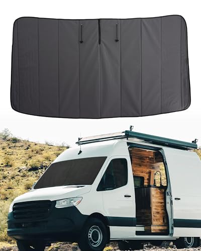 MELIPRON Van Window Cover Fits for Mercedes-Benz Sprinter NCV3/VS30 2007-2026 Blackout Privacy & Thermal Insulation Windshield Cover for Van Life & Camping Custom Fit Easy Install Gray