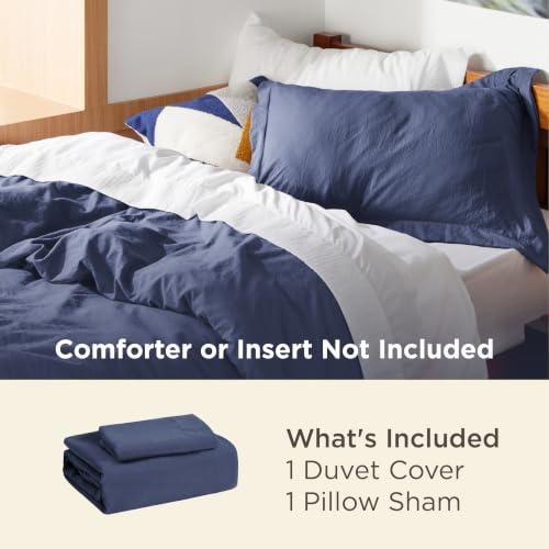 Image of Bedsure Prewashed Twin /Twin XL Duvet Cover, Cotton-Like Bedding Set, Navy