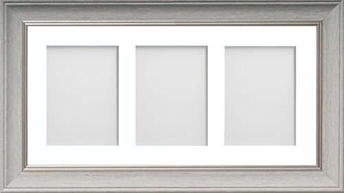 Frame Company Drummond Pale Grey Multi-Aperture Photo Frame with Mount 20x10 for 7x5(x3 portrait) *Fitted with Perspex*