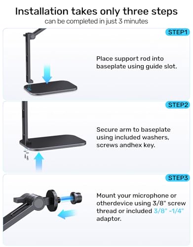 Bras de studio de bureau pour microphones articulé et orientable