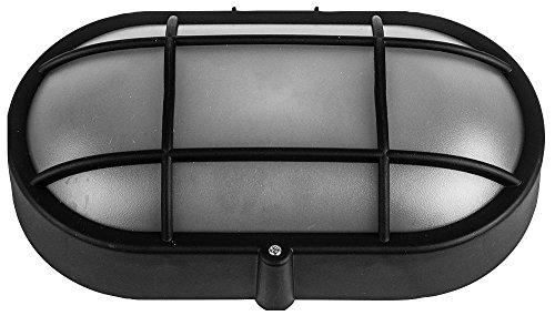 kenable Wall-Mounted Lamp Outdoor Oval Bulkhead E27 Light IP44 Black