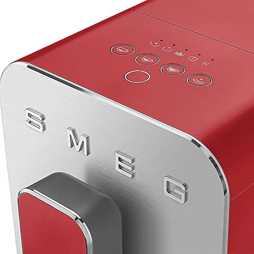 Smeg, Kaffeevollautomat mit Dampffunktion BCC02RDMEU, Dampfdüse, integriertes Mahlwerk, Thermoblocksystem, 1,4 l Tank, 19 Bar Pumpendruck, Kompaktmessungen, 1350W, Rot – Bild 4