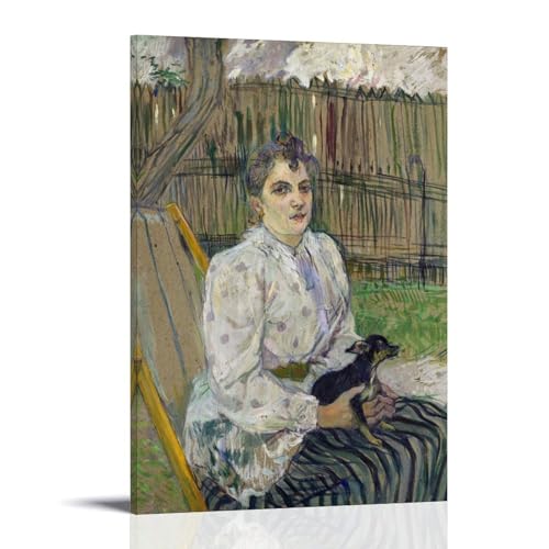 Tableau Femme au Chien Lautrec pour habiller un mur vide avec de l'art classique