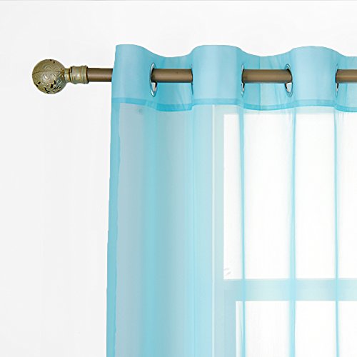 Image of NICETOWN Sheer Curtains for Bedroom Windows 84 inch Length, Grommet Casual Voile Sheer with Light Filter Window Treatments for Nursery /Living Room, Baby Blue, Set of 2, 54 inch Wide