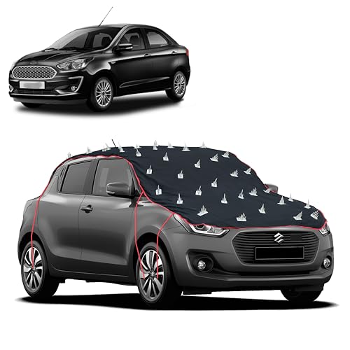 Image of Dog Protection Spike Car Cover for Ford Figo Aspire Bonnet to Roof Easy Installation with 4 Elastic Hook Strap | Anti-Scratch Soft Cotton Inner | Complete Protection from Street Dogs & Monkeys