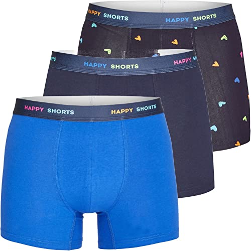Happy Shorts 3 Stück Jersey Trunk Herren Boxershorts Pants Boxer witzige Designs Mode farbige Herzen - Coloured Hearts, Grösse:M, Präzise Farbe:Herz - Hearts Cover