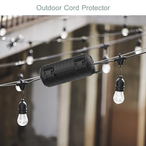 Extension-Cord-Cover-Outdoor-4-Pack-IP54-Water-Resistant-Power-Cord-Protector-Electrical-Connection-Box-Outside-Cable-Safety-Cover-for-Electronics-Plug-Outlet-Tool-Holiday-Light-Black