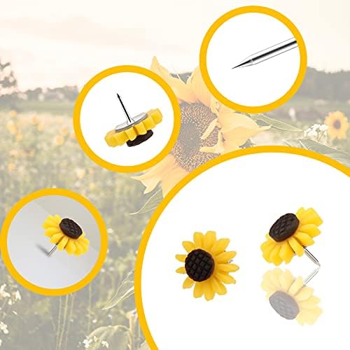 AIEX 40 Pieces Sunflower Thumbtacks, Resin Decorative Cute Push Pins for Bulletin Board, Cork Board, Wall, Fabric