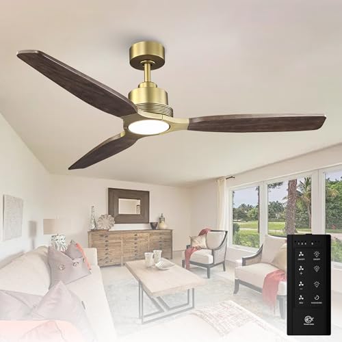 56 Inch Ceiling Fans with Lights, Rustic Farmhouse Ceiling Fan with Remote, 3 Wood Blade, Reversible DC Motor, 4082CFM, 6' Downrod, Indoor Outdoor Ceiling Fan for Living Room, Coverd Patios