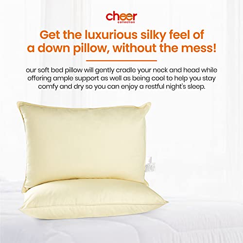 Cheer Collection Set Of 2 Organic Kapok Bed Pillows, Natural Kapok Fiber Filled Sleeping Pillows With Breathable Cotton Shell, King Size, 20 X 36 Inches #TOP5