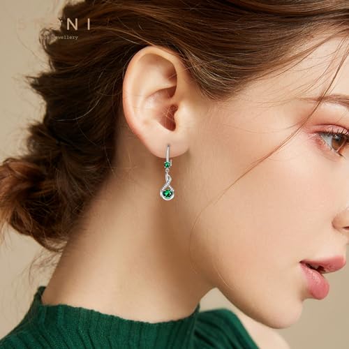 Sterling Silver Post Drop Earrings for Mum Women, Hypoallergenic Drop Dangle Earrings with Cubic Zirconia, Birthstone Earrings Jewellery Gifts Mothers Day Valentines Birthday