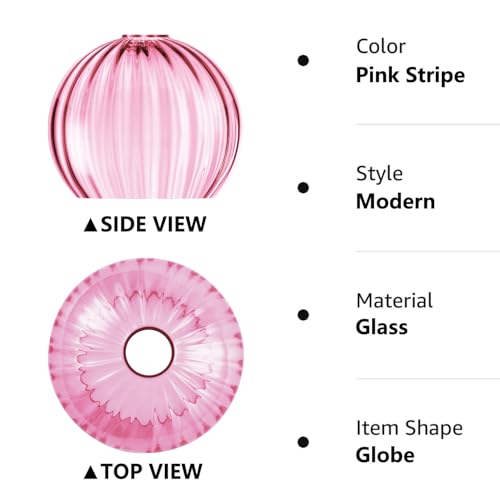 Image of Clear Glass Shade,Replacement Globe & Cover for Lighting Fixture, 8 inch Diameter, Replacement with 1.65 Inch Fitter for Wall Lamps Chandeliers or Ceiling Light (2, 8Inch - Pink Glass)