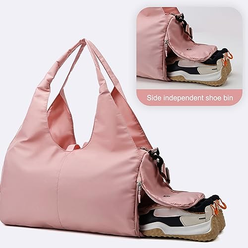 Yoga Gym Bag for Women, Duffel Bag with Shoe Compartment, Sports Bag with Yoga Mat Holder, Travel Duffel Tote Bag Workout Bag Weekender Bag with Wet Dry Storage Pockets4
