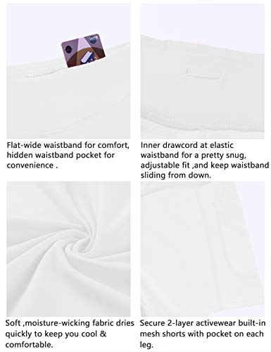 BUBBLELIME 5"/19"/26" XXS-XL Women's UPF 50+ Adjustable Running Skort - A-Line Skirt_White Small-5" Inseam - Thumbnail 5
