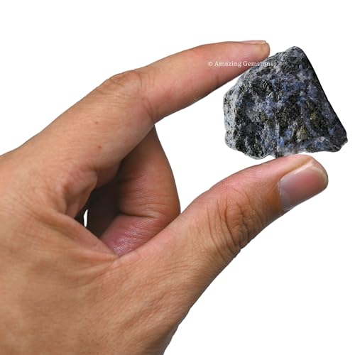 Image of Amazing Gemstone 2 Pieces Indigo Gabbro Raw Crystals and Healing Stones, Natural Rocks for Tumbling and DIY Raw Stones and Crystals