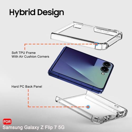 Image of TheGiftKart Crystal Clear Back Cover Case for Samsung Galaxy Z Flip 7 5G | Shock Proof 360 Protection | Hard Clear Back Cover Case for Samsung Galaxy Z Flip 7 5G (PC & TPU, Transparent Bumper)