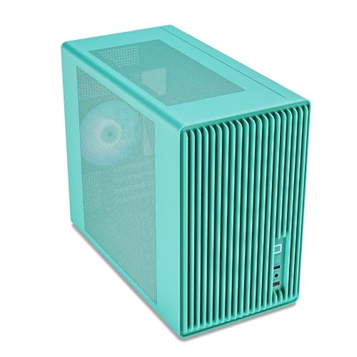 Vetroo M06 Micro-ATX/Mini-ITX Gaming PC Case, Compact High Airflow Mesh Mid Tower, Supports 5×120mm Fans & 240mm Liquid Cooling, GPU Up to 355mm, Adjustable PSU Mount, USB Type-C I/O - Mint Green