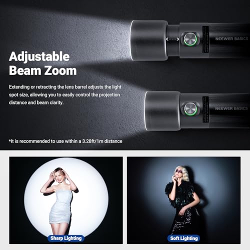 Image of NEEWER BASICS RGB Photography Flashlight with Desk Tripod Stand /4 Colors /20 Gobo Filters /7500mAh, 10W 6300K CRI95+ Portable LED Spotlight Ambient Sunset Light for Video Recording Studio Lighting, FL10