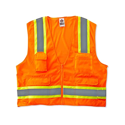 Image of Ergodyne GloWear 8248Z ANSI Two-Tone Surveyors Reflective Safety Vest, Orange, 2XL /3XL