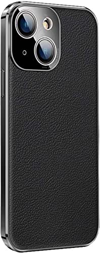 Coque iPhone 14 antichoc en cuir évite rayures objectif noir