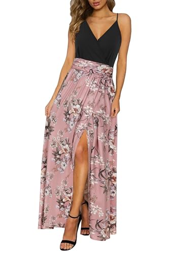 Image of Newshows Women's 2026 Lightweight Summer Wedding Guest Beach Vacation Casual V Neck Split Flowy Maxi Dress