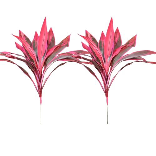 Shirfloral 2 Pcs Artificial Cordyline Fruticosa Logs Tropcial Plant 21.6in Fake Dracaena Tree for Indoor Outdoor Office Home Living Room Patio Greenery Porch Decor (Red)